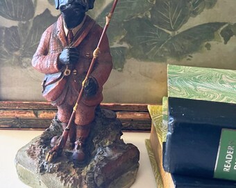 Vintage England Made Robert Harrop "Lawrence Labrador", The County Set, Fly Fishing Figurine, Gift For Dog Lover, Bookshelf Decor