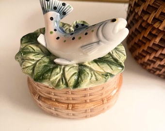 Vintage Takahashi San Francisco Rainbow Trout Trinket Box, Gift For Fisherman