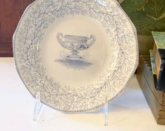 Antique "Webster Vase" Ironstone Small Plate, Blue and White Transferware, English Country, Aesthetic Movement
