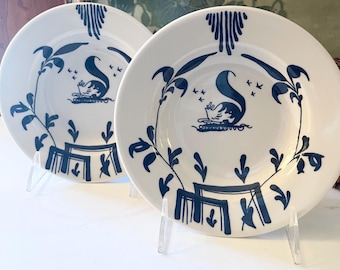 Two Vintage Williamsburg "Christina Campbell's Tavern", Homer Lauglin , Blue And White Diner Small Bowls, Restaurant Ware