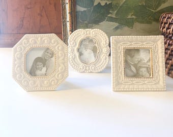 Vintage Lenox NOS Trio Mini Photo Frames, Oval Porcelain Photo Frame, Vanity Table Decor, Grandmillennial Gift