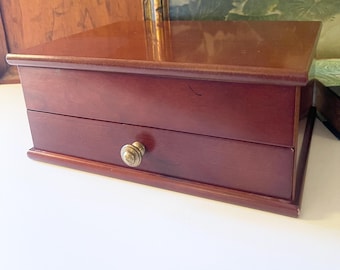 Vintage The Bombay Company Mahogany Wood Jewelry Box, 1997, Unisex Box, Jewelry Valet, Storage Box