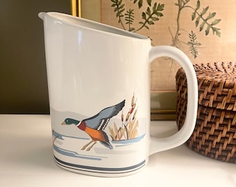 Vintage Mallard Ducks & Cattails Pitcher, Epoch Korea, Father's Day Gift, Gift For Hunter