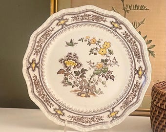 Vintage Mason's England "Manchu Brown" Dinner Plate, Chinoiserie Chic, English Country,  Thanksgiving China