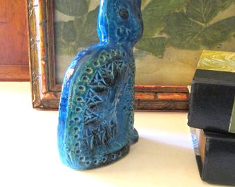 Vintage Bitossi Rimini Blue Cat by Aldo Londi, Italy, Flavia