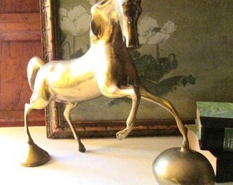 Vintage Modernist Brass Horse Sculpture, Hollywood Regency Horse, Brass Horse, Mantel Decor, Brass Decor