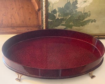 Vintage Alessandro For Mikasa Tray, Hollywood Regency Footed Oval Oval Tray, Gallery Lacquered Bar Tray
