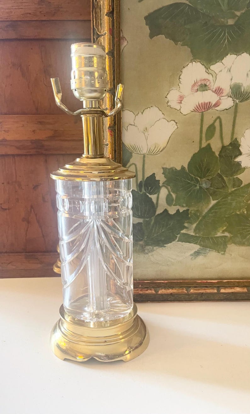 Vintage Waterford "Overture" Crystal and Brass Traditional Accent Lamp image 12