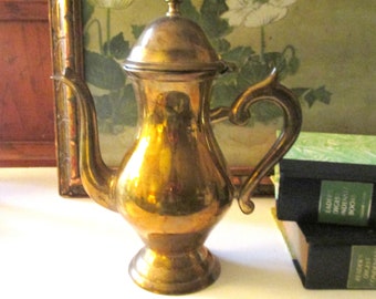Vintage Brass Teapot Or Gold Coffeepot, Hollywood Regency, Glam Decor, Brass Decor