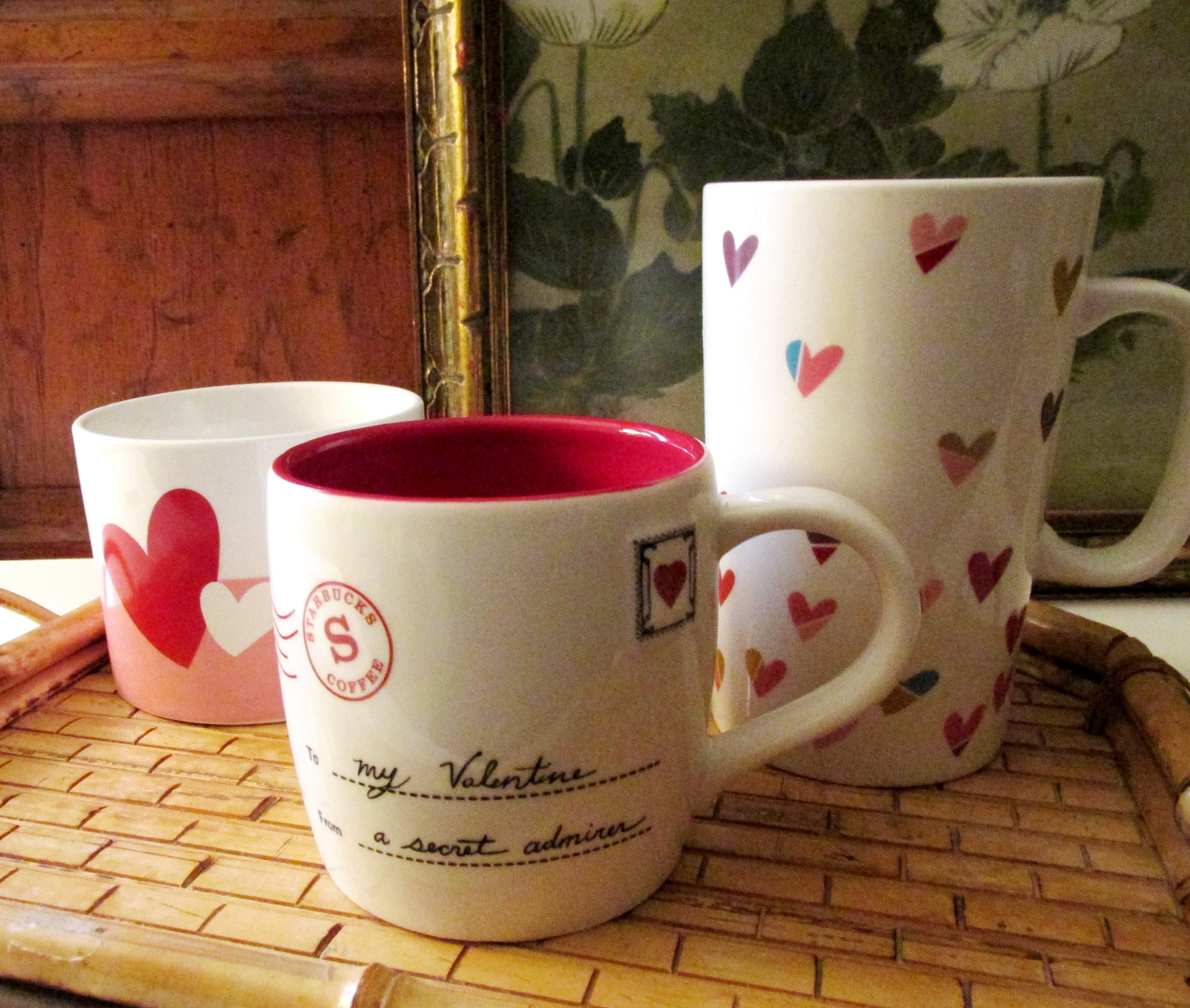 Vintage Starbucks Valentine Mug, Red and White Heart Mug, Love Letter