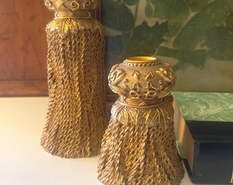 Vintage Set of Gilded Tassel Candle Holders, Home Interiors, Mantel Decor,