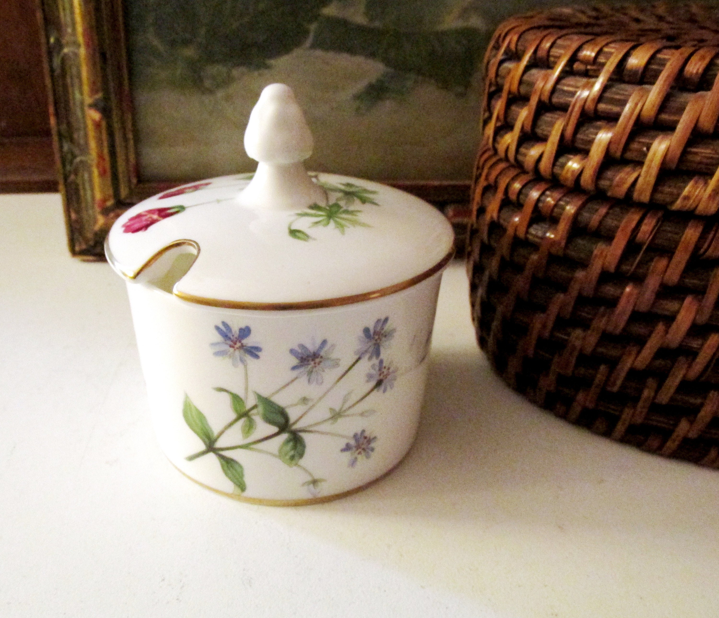Vintage Minton Meadow Jelly Jar, Floral Porcelain Sugar Bowl