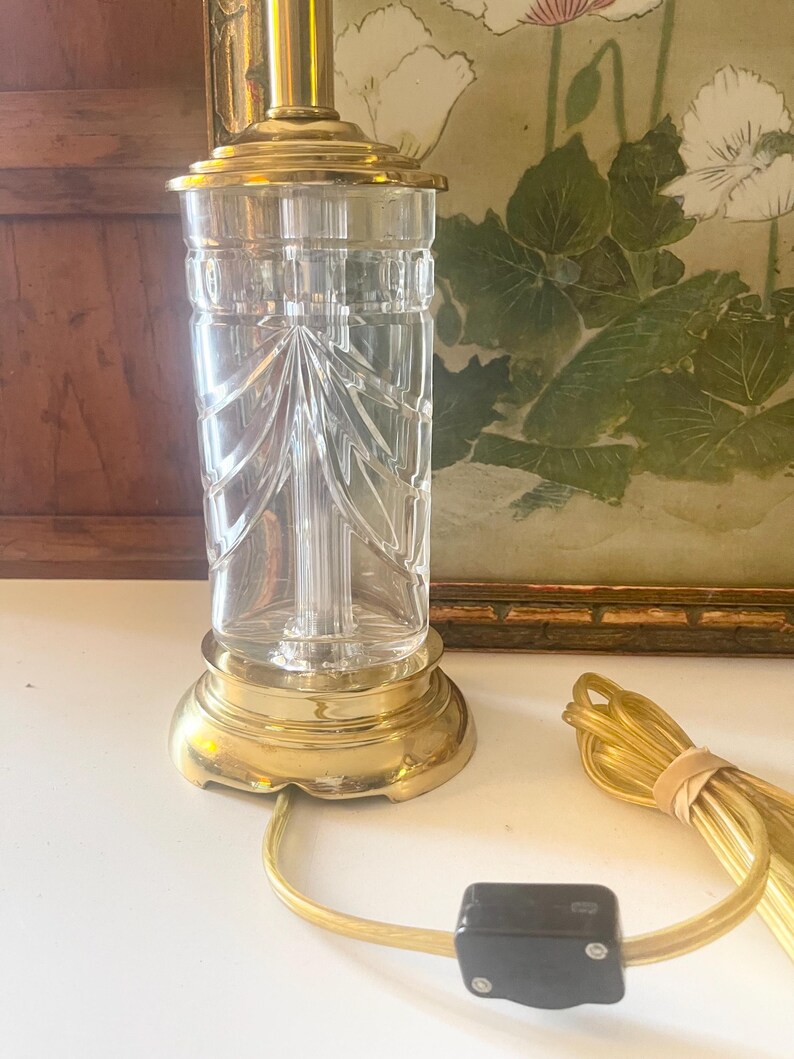 Vintage Waterford "Overture" Crystal and Brass Traditional Accent Lamp image 5