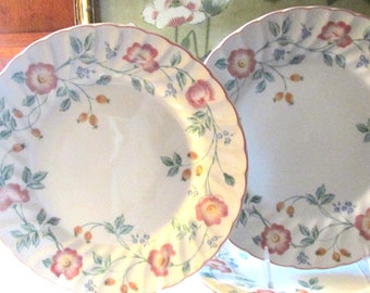 Vintage England Set of Five "Briar Rose" Dinner Plates By Churchill China, Grandmillennial Dining, 1990's Pink Floral China