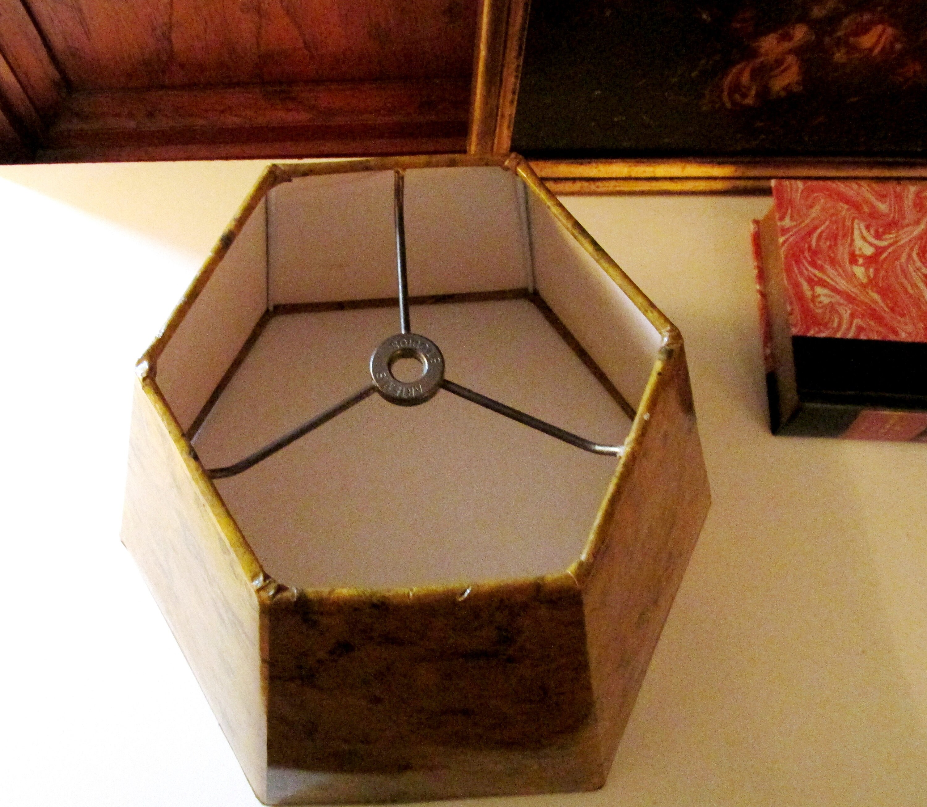 Vintage Artemis Studios Lamp Shade Ochre Gold Marblized