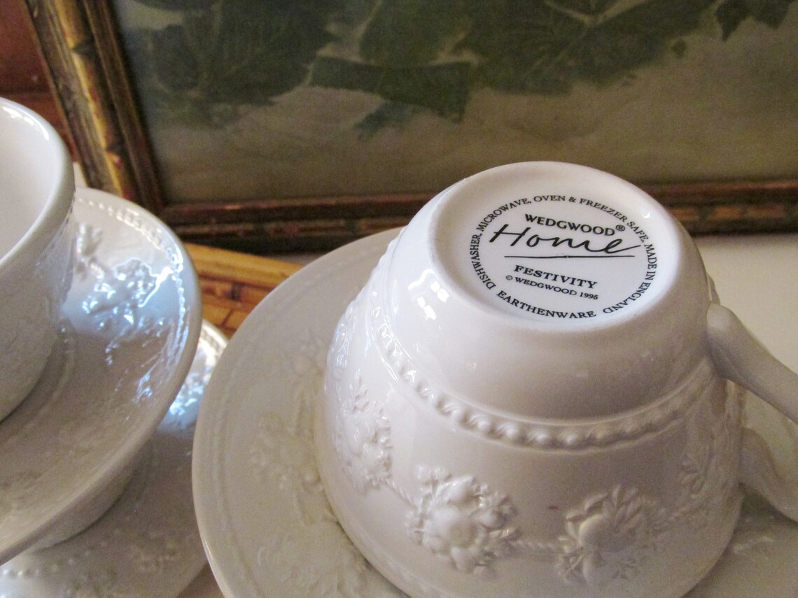 Four Vintage Wedgwood Home Cups and Saucers Etsy