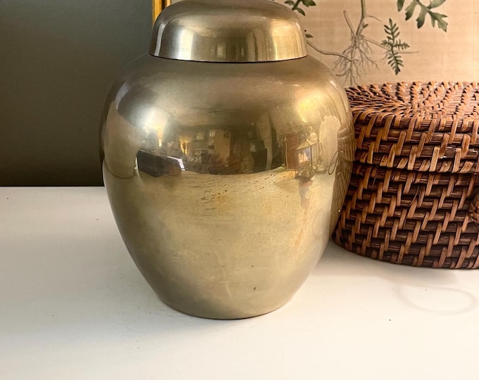 Featured listing image: Vintage Brass Ginger Jar, Hollywood Regency Decor, Chinoiserie Chic