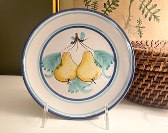 Vintage Vietri Italy Pear Plate, Hand Painted Kitchen Wall Decor, Tuscany Decor