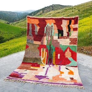 Handmade Moroccan Wool Rug , Area rugs for living room, Beniourain rug, Moroccan shag rug, Berber rug, Morrocan rug, Colorful Rug, Teppich