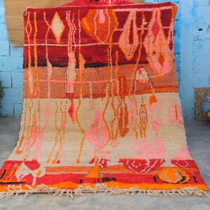 Moroccan  boujaad Boho Rug-moroccan area rug-area rug-wool rug-vintage rug,bohemian rug,berber rug - pink moroccan rug-boujad rug,home decor