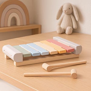 Wooden Xylophone for Kids Montessori Musical Toy with Keys Baby Music Toy Toddler Gift Safe Natural Wood Instrument First Birthday Gift