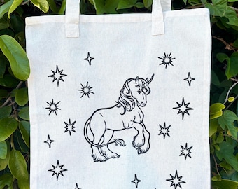 Handmade Unicorn Tote Bag