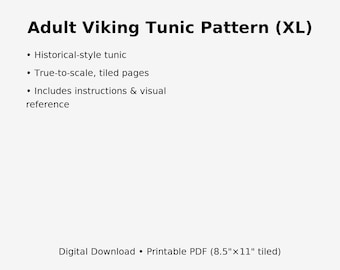Wzór na tunikę wikinga dla dorosłych – do druku w formacie PDF (XL) | Wzór na strój historyczny