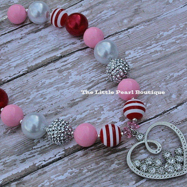 Valentine's Necklace - Valentine's - Chunky Necklace - Valentine's Chunky Necklace - Red and Pink Necklace - Heart Necklace - Photo Prop