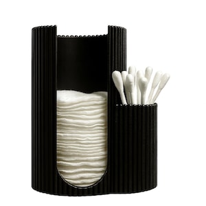 Cotton Pad Holder - Cotton Pad Holder - Black - Bathroom Organizer, Cotton Swab Holder, Cotton Pads & Swabs, Version 4