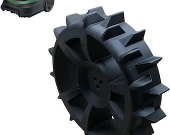 2 pcs Improved Wheels for Bosch Indego (300-700) - Black - Extra Strong Polymer, Durable & Wear-resistant, Optimal Grip on Grass,