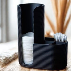 Wattepadhalter - Wattepadhalter - Schwarz - Badezimmer Organizer, Wattestäbchenhalter, Wattepads & Tupfer, Version 1