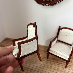 Dollhouse Miniature Furniture   1:12 Scale.Wooden Dollhouse Armchairs, Set of 2, Dinning Lounge Chairs for Doll Houses, Miniature Furniture,