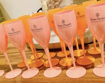Veuve Clicquot Acrylic Party Hot Tub Pool Size Champagne Flutes x6
