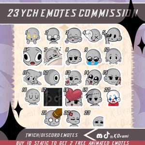 Custim Emotes YCH, Chibi Emotes, Twitch Emotes, Discord Emotes