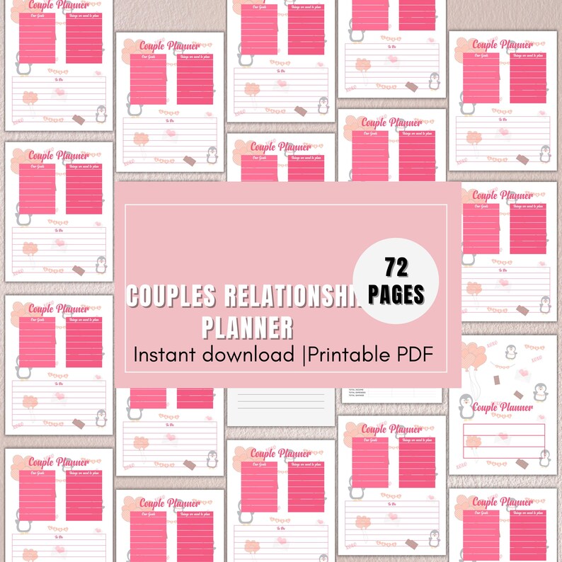 Couples Relationship Planner: Printable Love Journal (6x9 Inches, PDF ...