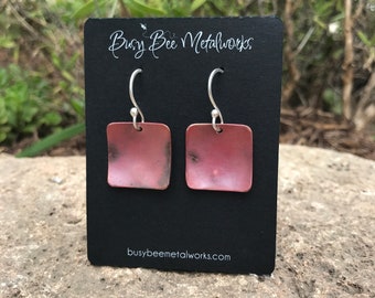 Copper square earrings