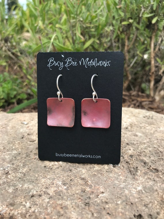 Copper square earrings