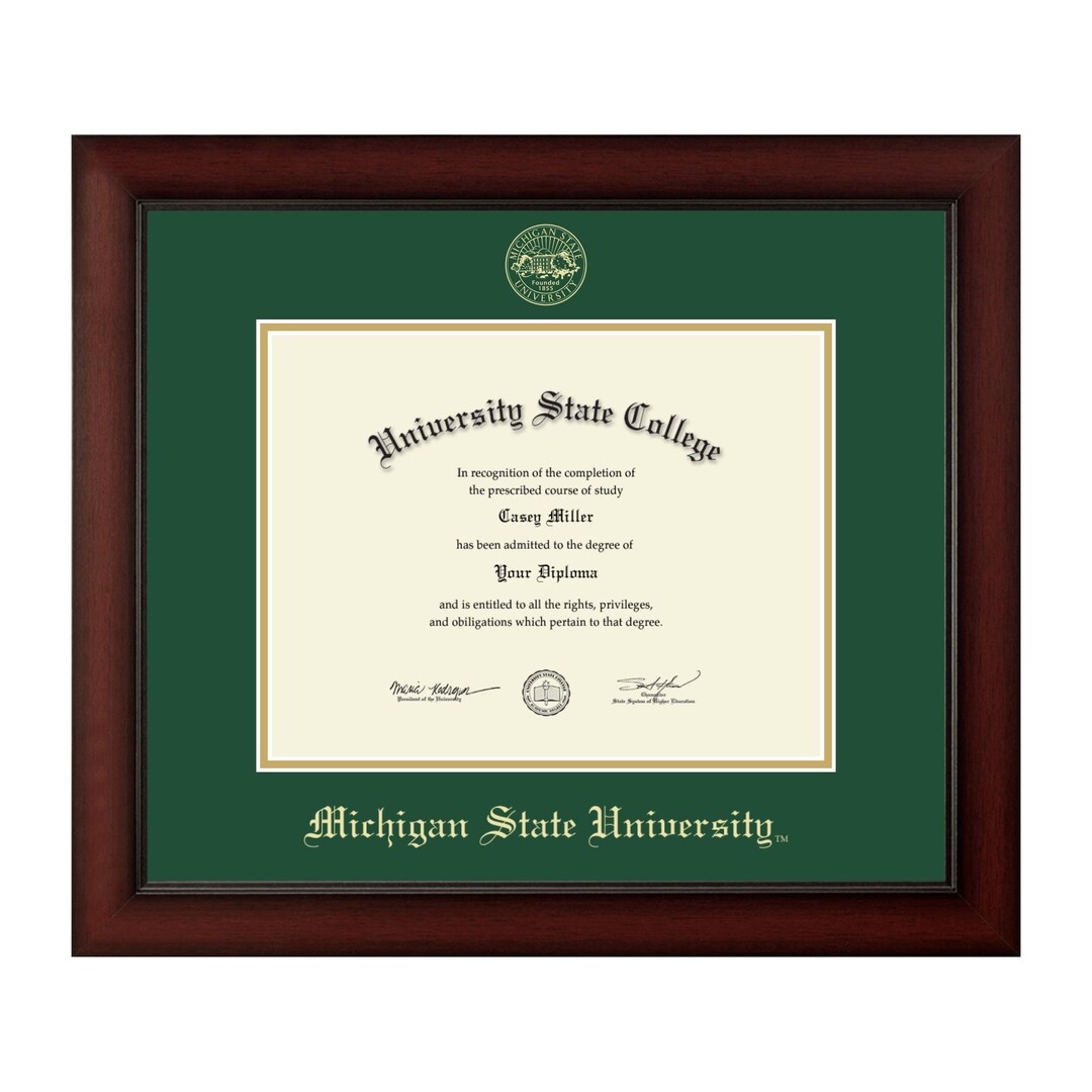 Michigan State University Diploma Frame – Gold Embossed Diploma Frame ...
