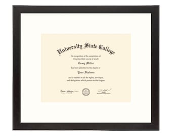 Black Hardwood Diploma Frame – 11x8.5 with Off-White Mat