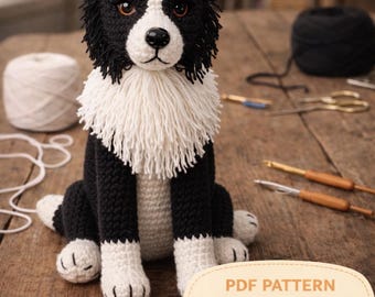 Border Collie Amigurumi Crochet Pattern (PDF Digital Download)