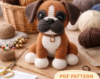 Haakpatroon bokserhond amigurumi pdf pdf-tutorial puppyspeelgoed – digitale download