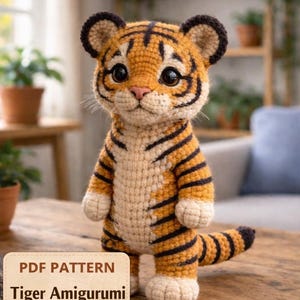 Mignon tigre Amigurumi au crochet Patron PDF | en peluche bébé tigre | Modèle facile et adapté aux débutants