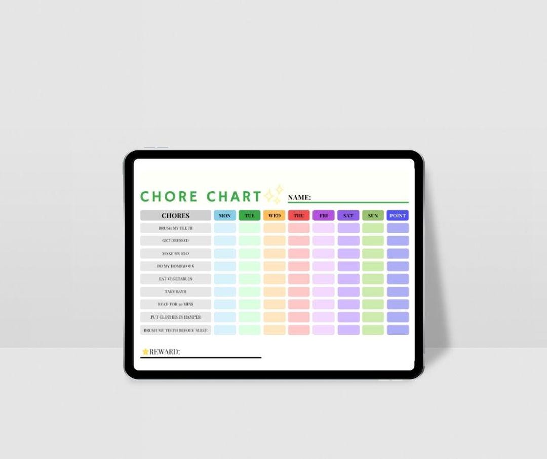 Editable Chore Chart for Kids – Colorful Weekly Reward Chart Template ...