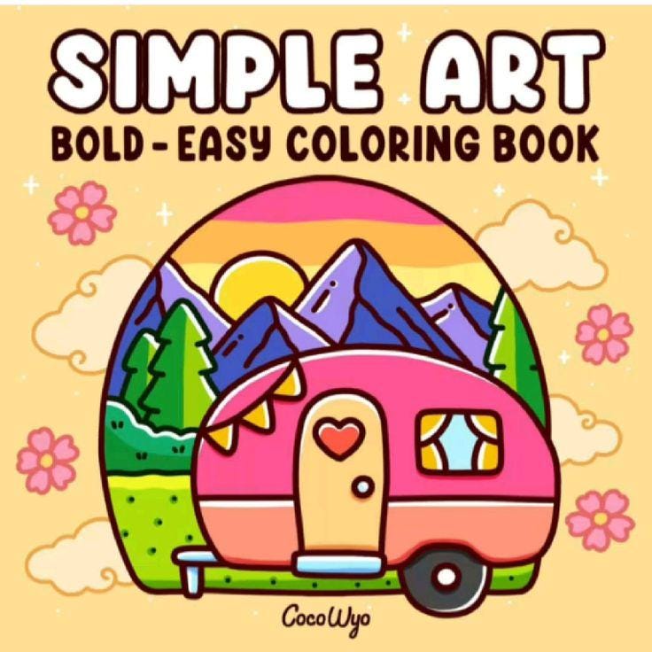 Libro de colorear Simple Art en PDF: diseños minimalistas y audaces para relajarse de Coco Wyo – descarga instantánea, 10 páginas