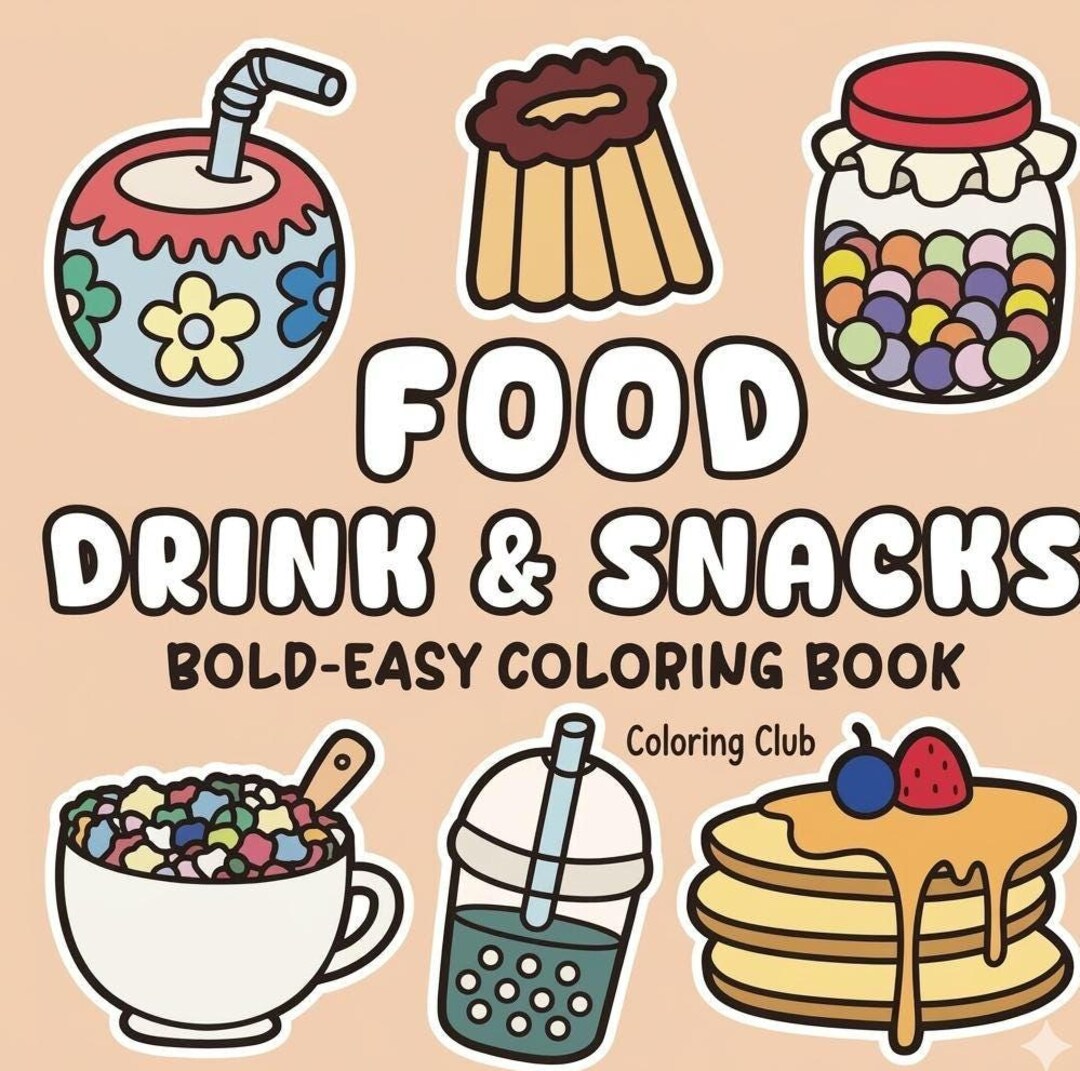 Cute Food Items Coloring Book, Coloring Books for Teens & Adults (PDF ...