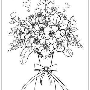 Florale Malseiten für Erwachsene - Instant Download PDF, einfach und mutig entspannend und beruhigend