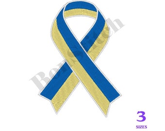 Flag of Ukraine ribbon. Support Ukraine. - Machine Embroidery Design - Digital Download - 3 sizes.