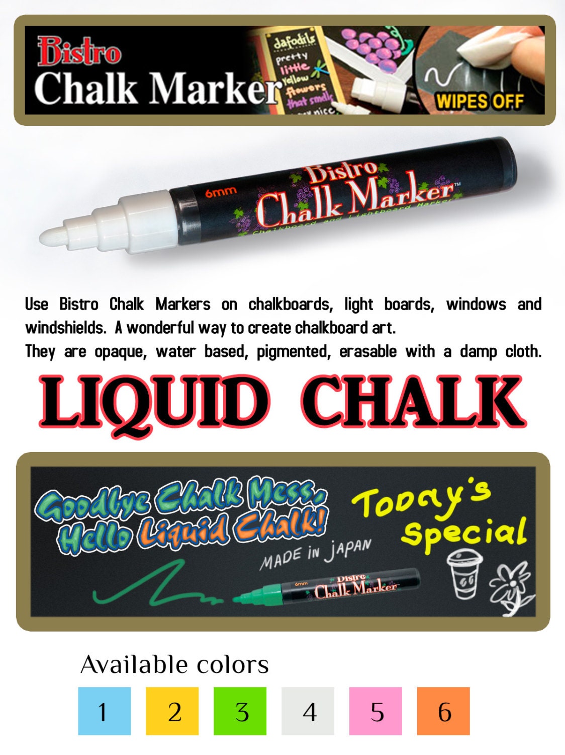 Marvy Bistro Chalk Marker Fine Tip- Classic Set 482-4E