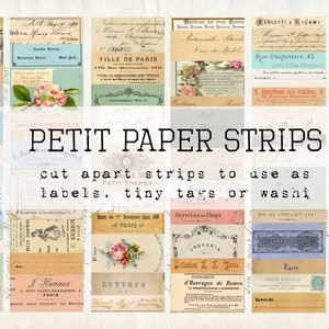 Petit Paper Strips - vintage stijl collage sheets - Digital Download Kit - Antique Papers - Printables voor Journaling en Art