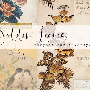 Colección Hojas de Oro - Kit Imprimible Digital - Hermosos Colores de la Tierra - Junk Journals Scrapbooking Art